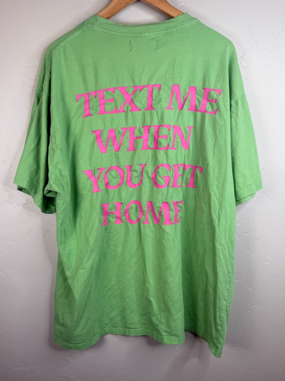 Lonely Ghost Text Me When You Get Home Tee Green Pink 2XL